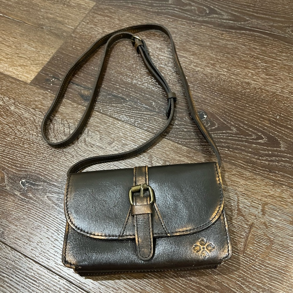 EUC Patricia Nash mini crossbody bag / wallet dark brown